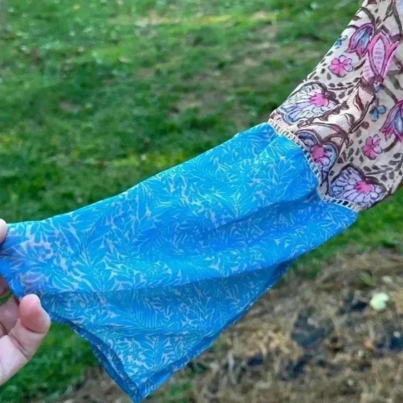 Soft Surroundings Tunic Pergola Floral Embroidered Sheer boho fairy festival M - Picture 6 of 9